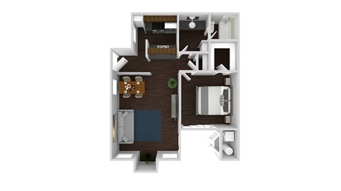 Floor plan for 1 bed, 1 bath, 579 sqft